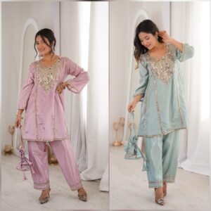Premium HO Fabric Co-ord set with Real Mirror work-Available 2 Colours