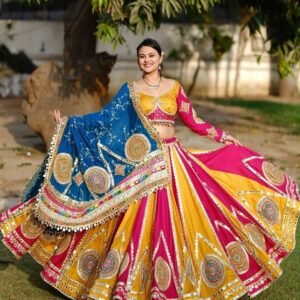 Navratri Collection- Muslin Cotton with Real Mirror Handwork Lehanga Choli
