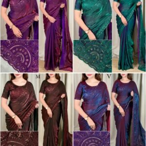 Designer Fandy Silk Embroidered Sequins Dual Tone Saree