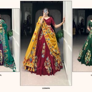 Tussar Silk Printed Lehanga Choli & Dupatta