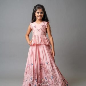 Kid's Muslin Cotton Kalmkari Printed Lehanga with Top