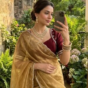 Simran-Elegant Rimzim Silk Khatli Cutdana Handwork Saree- Available 5 Colours