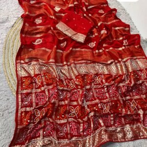 D'naari Premium Viscose Weaving Mirror work with Rich Lagdi Patta Pallu