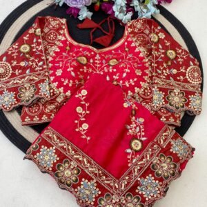 Pure Rangoli Silk Embroidered Multi Thread Sequins Saree with Stiched Blouse-Available 4 Colours