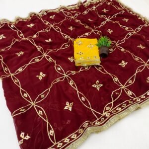 Premium Georgette Gotapatti Saree with Kundan Stone