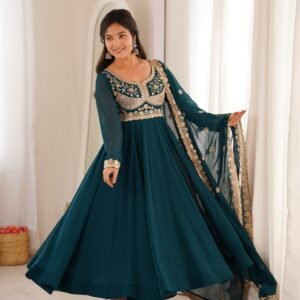 Blooming Georgette Sequins Embroidered on Front & Back