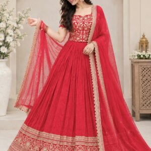 Premium Roman Silk Heavy Embroidered Coding Sequins Lehanga Choli & Dupatta