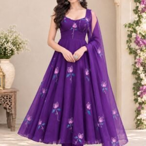 Designer Georgette Printed Anarkali Gown Set