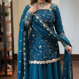Premium Embroidered Sequins Kurti Palazzo Set