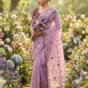 D'naari Soft Chiffon Gotafoil & Multithread Zaal work Saree-AVAILABLE 5 COLOURS
