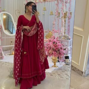Soft Chinon Digital Printed Anarkali Suit with Lace work