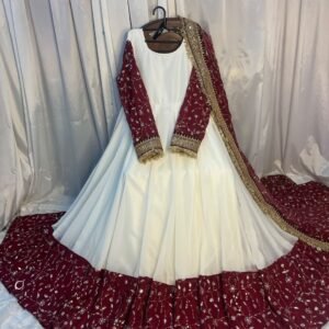 Pure Georgette Maxi Anarkali Gown with Embroidered Sequins work