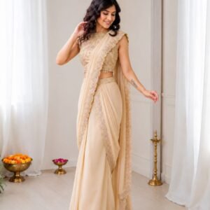 Premium Star Georgette Embroidered Sequins Ready to wear Saree