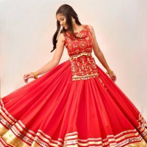Pure Georgette Thread Embroidered & Sequins Lehanga & Top