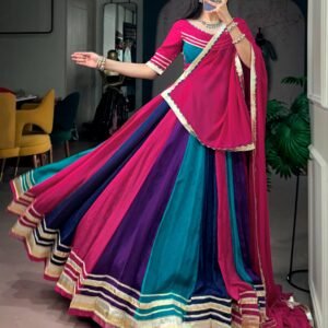 Navratri Collection-Rich Chinon Lehanga Choli & Dupatta with Gotapatti Lace