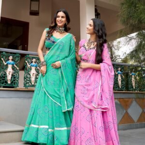 Navratri Special- Bandhej Printed Georgette Lehanga Choli & Dupatta with Gottapatti work