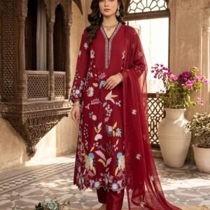 Premium Roman Silk Long Kurti Set with Coding Multi Thread Embroidered