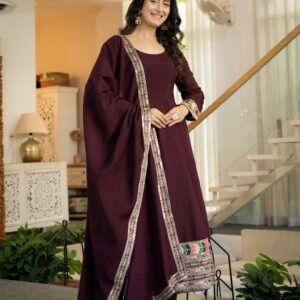Premium Roman Silk Sequins & Embroidered Anarkali Set