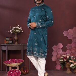 Festive Special Men's Collection- Premium Smart Silk Kurta Pyjama Set -AVAILABLE 4 COLOURS