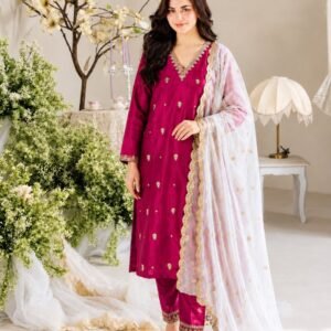 Designer Vichitra Silk Kurta Pant Set with Sequins Embroidered