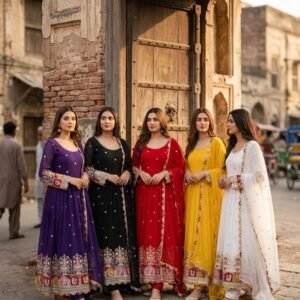 Pure Blooming Georgette Designer Anarkali Gown with Sequins Embroidered-Available 5 Colours