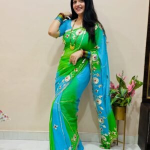 Pure Diamond Chiffon Gottapatti Chakri Handwork Saree-Available 2 Colours