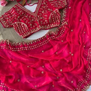 D'naari Special Soft Fandy Satin Silk Sequins Beads Embroidered Saree-AVAILABLE 6 COLOURS