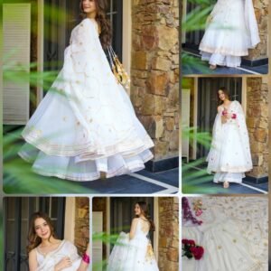 Soft Crunchy Chiffon Gottapatti Handwok Anarkali Suit with Gotta Tussles