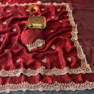 Vanya Designer- Pure Space Silk Saree with Beads & Sequins Work-Available 8 Colours