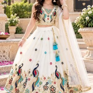 Kid's Georgette Lehanga Choli & Dupatta with Multi Thread Embroidered & Sequins