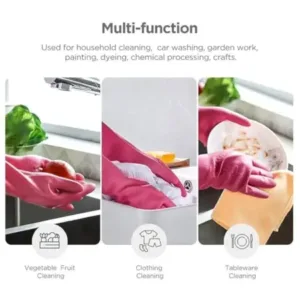 Long Hand Rubber Cleaning Gloves for Kitchen, Bathroom, Dishwashing and Household Cleaning, Pink, 1 Pair ( pink, OS )