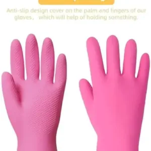 Long Hand Rubber Cleaning Gloves for Kitchen, Bathroom, Dishwashing and Household Cleaning, Pink, 1 Pair ( pink, OS )