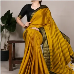 Special Paithani Silk Saree for Women with Art Silk Blouse Piece ( yellow, Free Size )