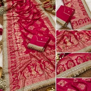 Karwachauth Special-Premium Viscose Dola Silk Dola-Baraat Weaving Saree with Ghungroo