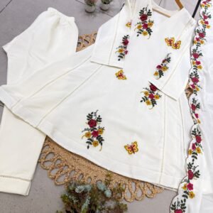 Premium Chinon Anarkali Kurti Set Embroidered Patch work-Available 4 Colours