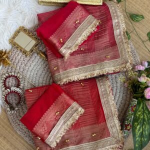 Pure Fandy Chiffon Saree with Fancy Lace and Ghungroo-Available 2 Colours
