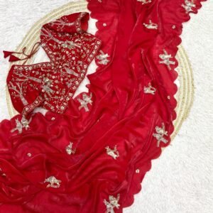D'naari Special-Pure Soft Fandy Satin Silk Cutdana Handwork