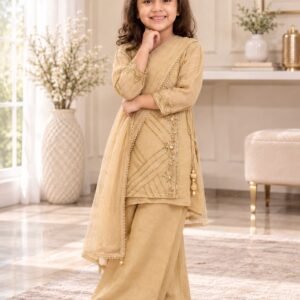Kid's Premium Salsa Silk Kurti Set with Full Sleeves Sequins Embroidered