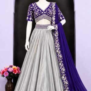 Premium Rangoli Silk Sequins Embroidered Lehanga with Stitched Blouse & Dupatta