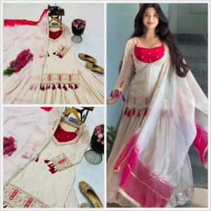 Chinon Silk Sequins Embroidered Lehanga Top Blouse & Dupatta with Latkan